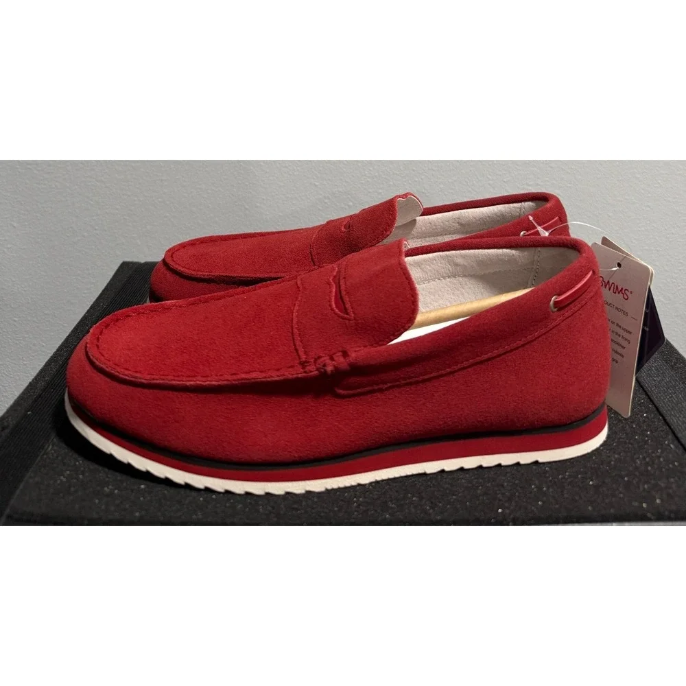 SWIMS Kristin Red Penny Loafers Slip On Moccasins Boat/Deck Shoes Mens 6.5 NEW
